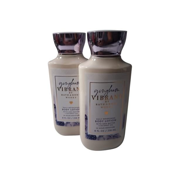 Women's Discontinued Bath & Body Works Gingham Vibrant 2pcs Body Lotion Classy - Picture 1 of 3